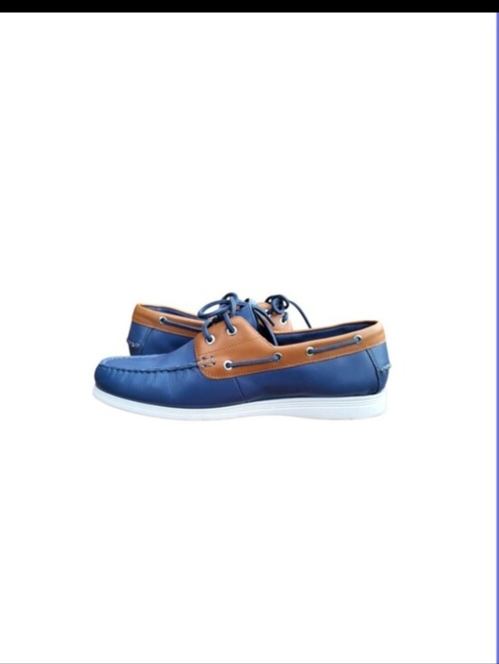 Cole Haan Leather Cornell 2 Eye Blue Brown Boat Shoe Loafer Preppy Dress Men 9 - Picture 7 of 10